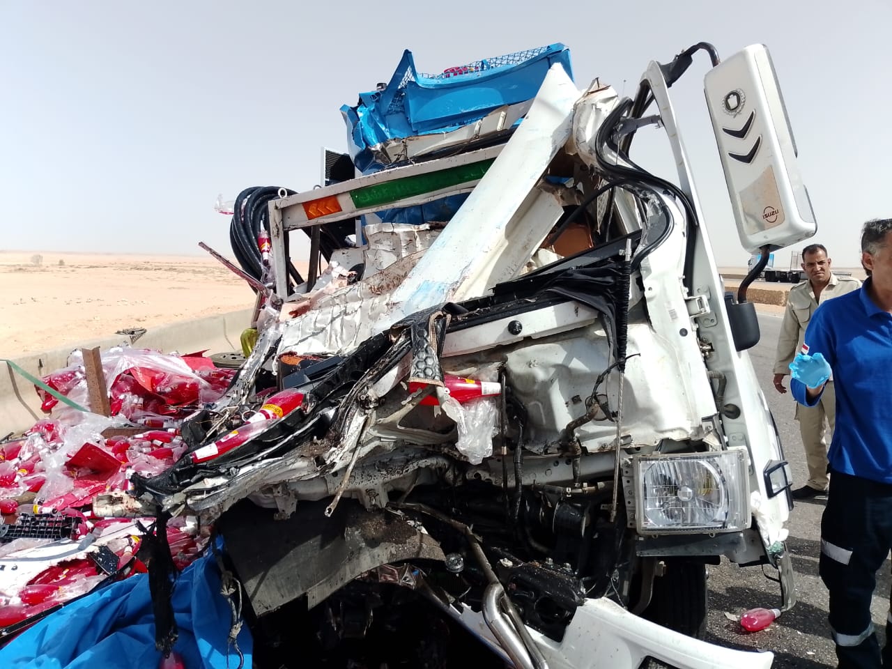 حـ ـادث مأساوي بالمنيا.. مصـ ـرع 3 وإصـ ـابة سائق في تصـ ـادم مروع بين سيارتي نقل