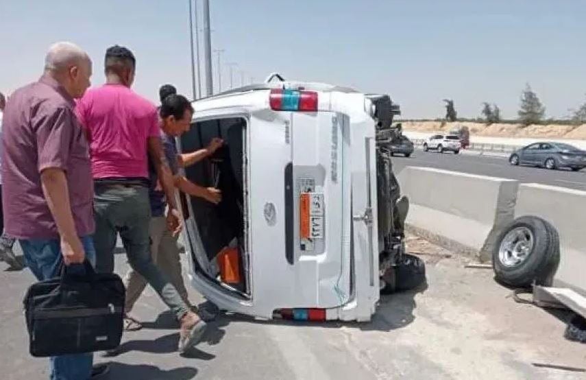 مصرع شخصين وإصابة 11 في حادث انقلاب ميكروباص بالإسكندرية