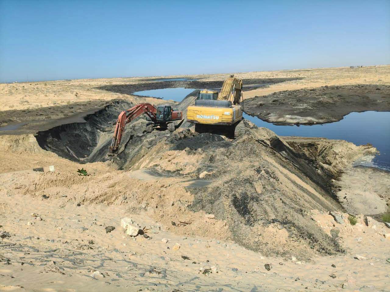 جهود مكثفة لإصلاح انهيار الطريق الدائري غرب العريش